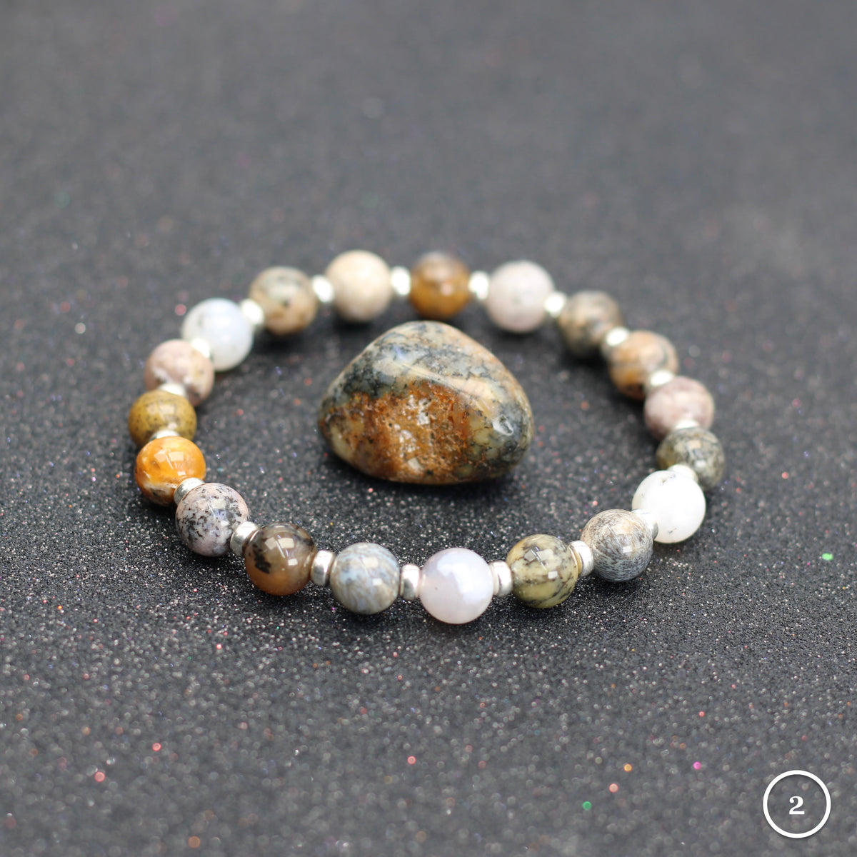 Merlinite Collection Power Bracelets With Sterling Silver & Tumble Stone
