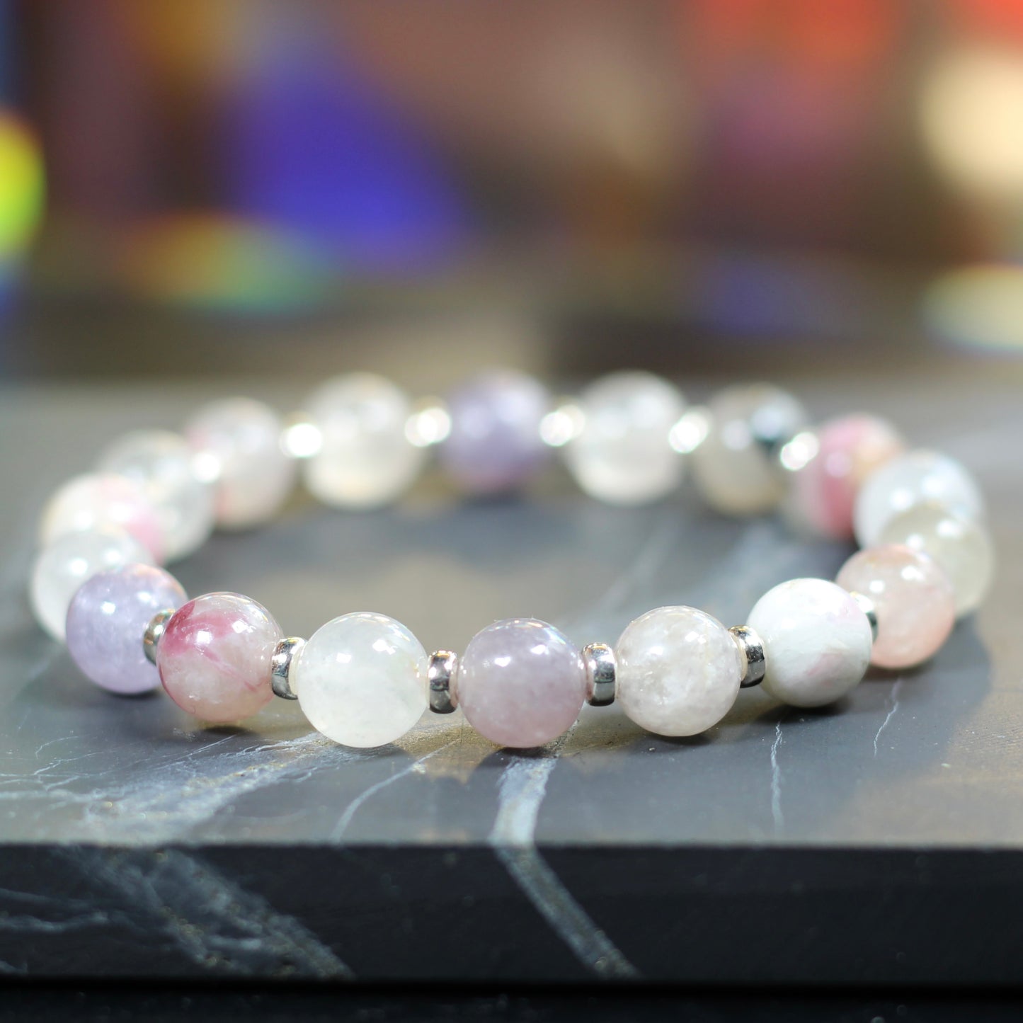 Tourmaline & Mica In Quartz Power Bracelet With Sterling Silver