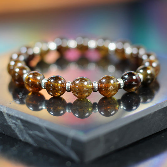 Dravite Tourmaline Power Bracelet With Sterling Silver & Dravite Crystal.