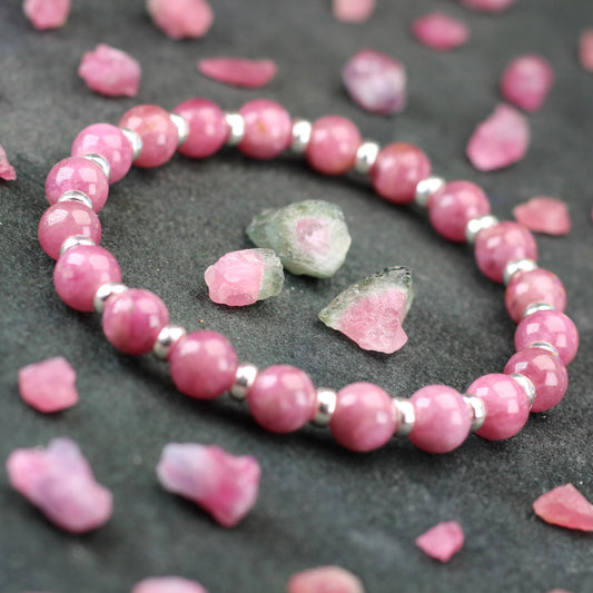 Pink Tourmaline Power Bracelet With Sterling Silver