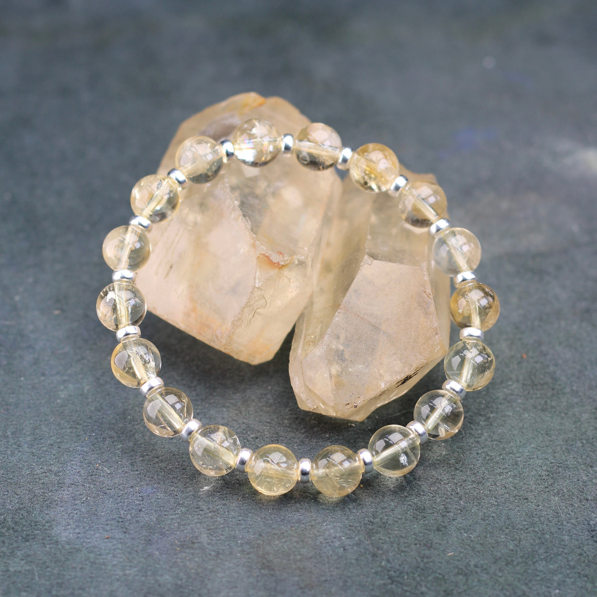 Citrine Power Bracelet With Sterling Silver & Tumble Stone