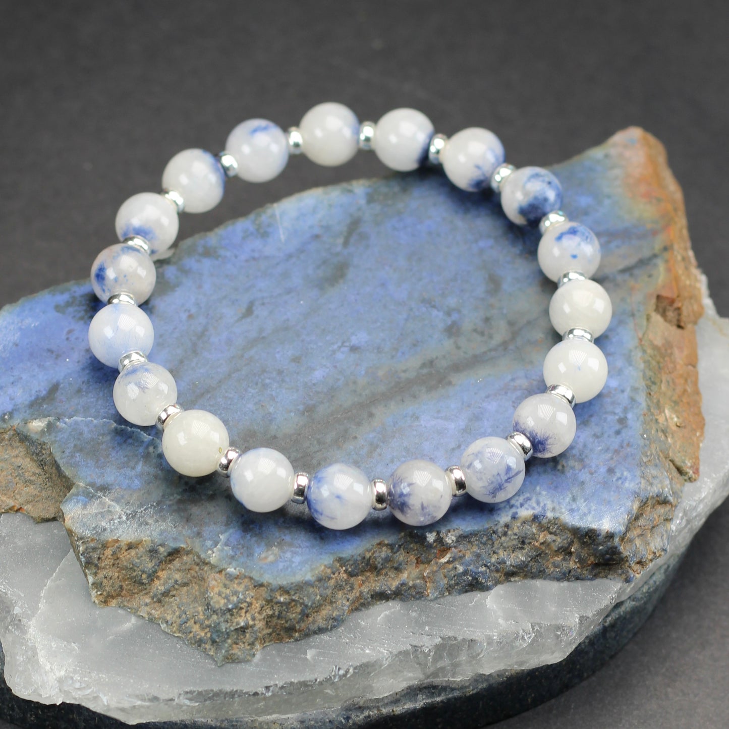Dumortierite In Quartz Power Bracelet With Sterling Silver & Little Bottle Of Chips