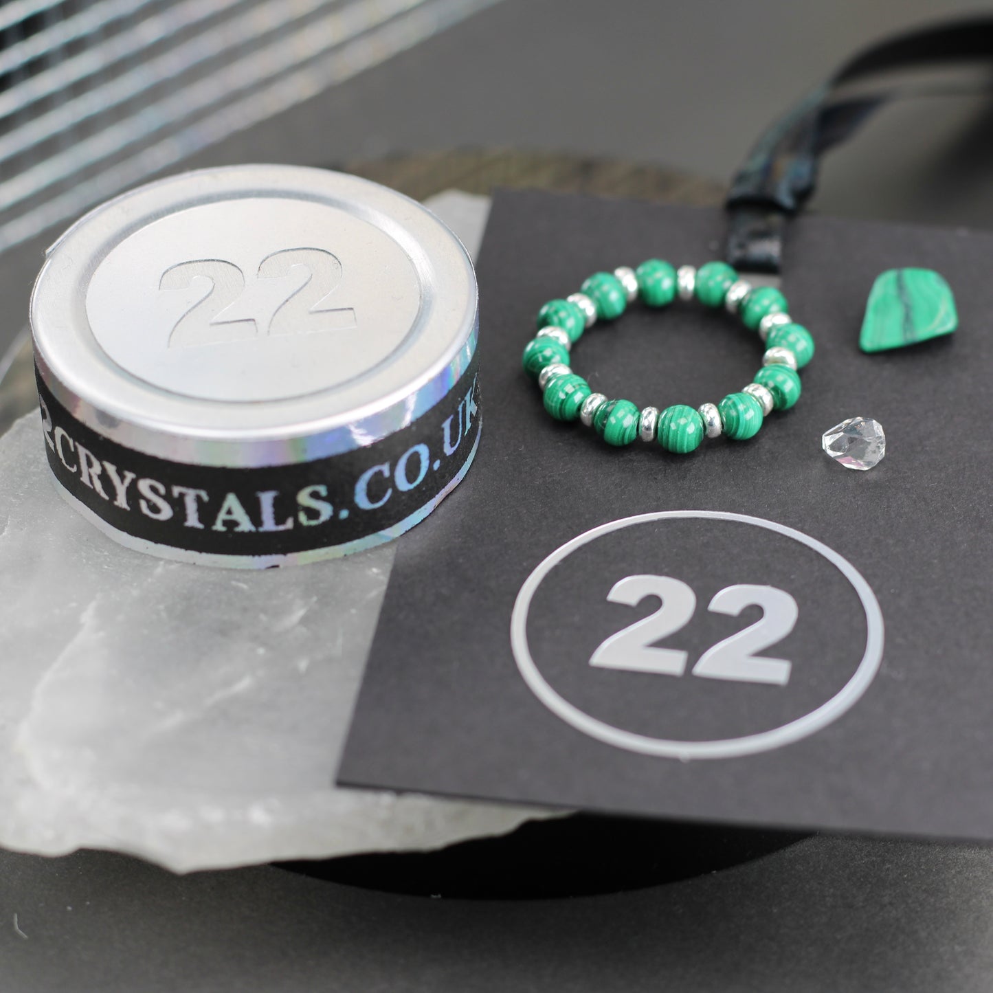 Malachite RING With Silver. Presented With A Tin, A Tag & A Herkimer Diamond