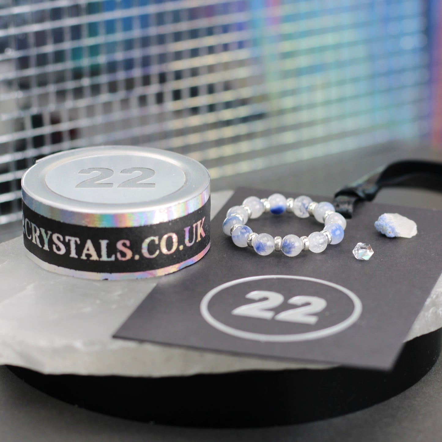 Dumortierite In Quartz RING With Silver. Presented With A Tin, A Tag & A Herkimer Diamond