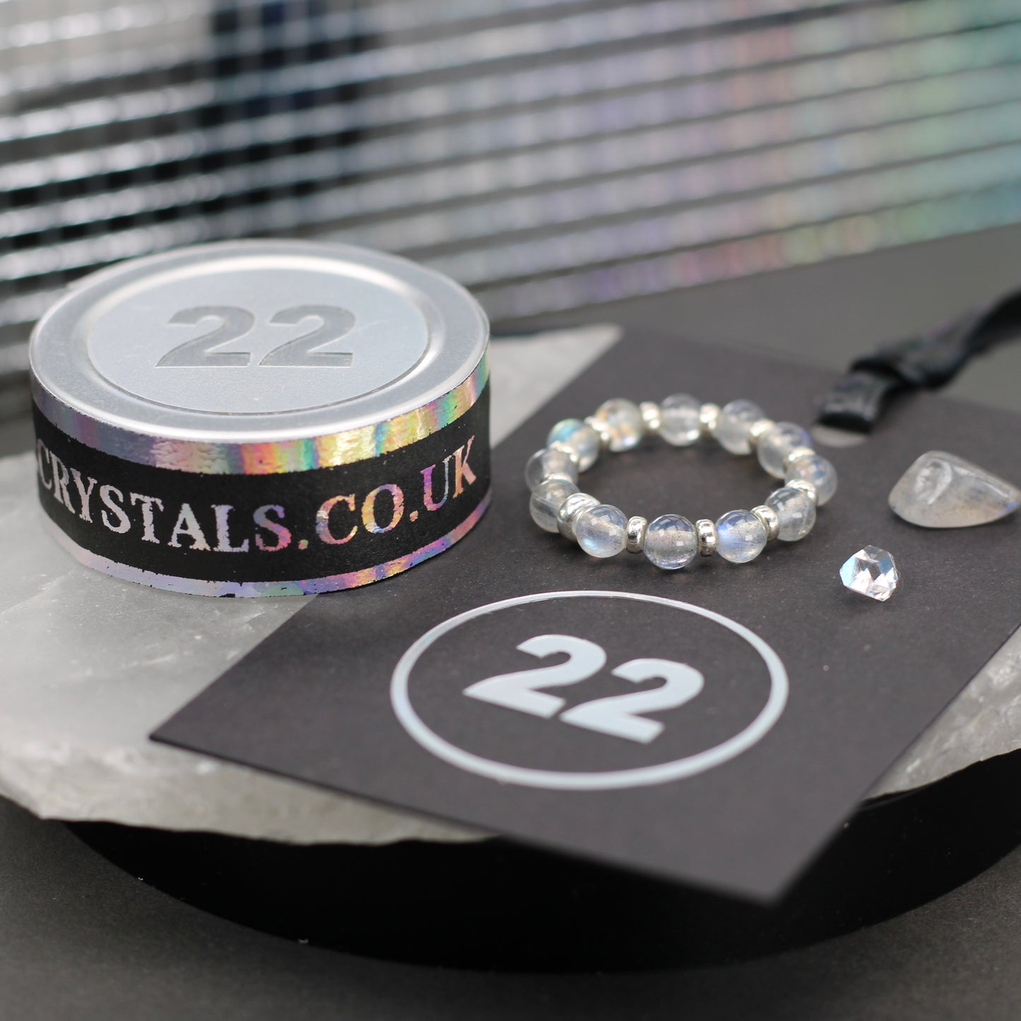 Labradorite RING With Silver. Presented With A Tin, A Tag & A Herkimer Diamond