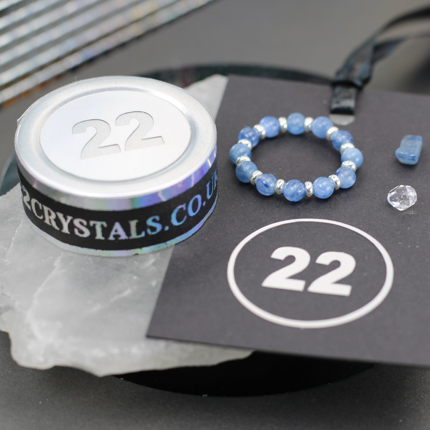Kyanite RING With Silver. Presented With A Tin, A Tag & A Herkimer Diamond