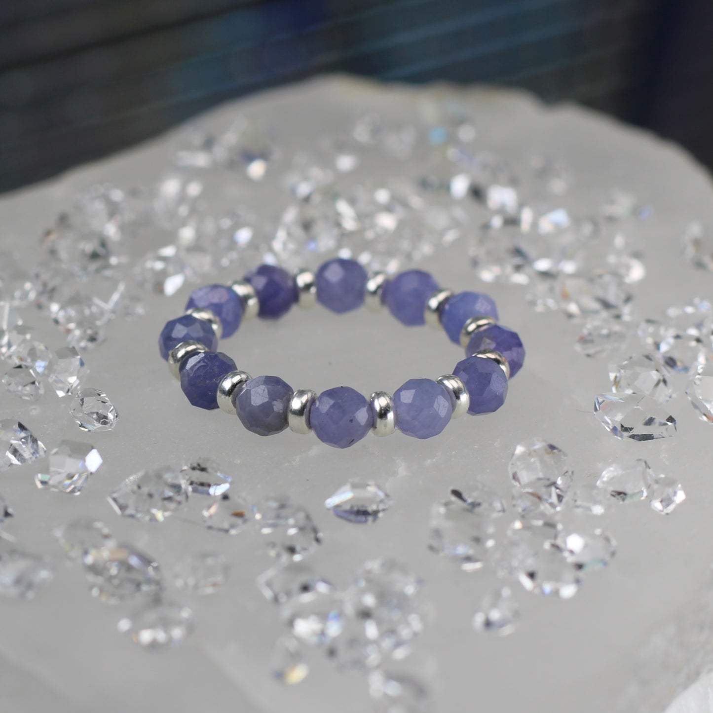 Tanzanite RING With Silver. Presented With A Tin, A Tag & A Herkimer Diamond