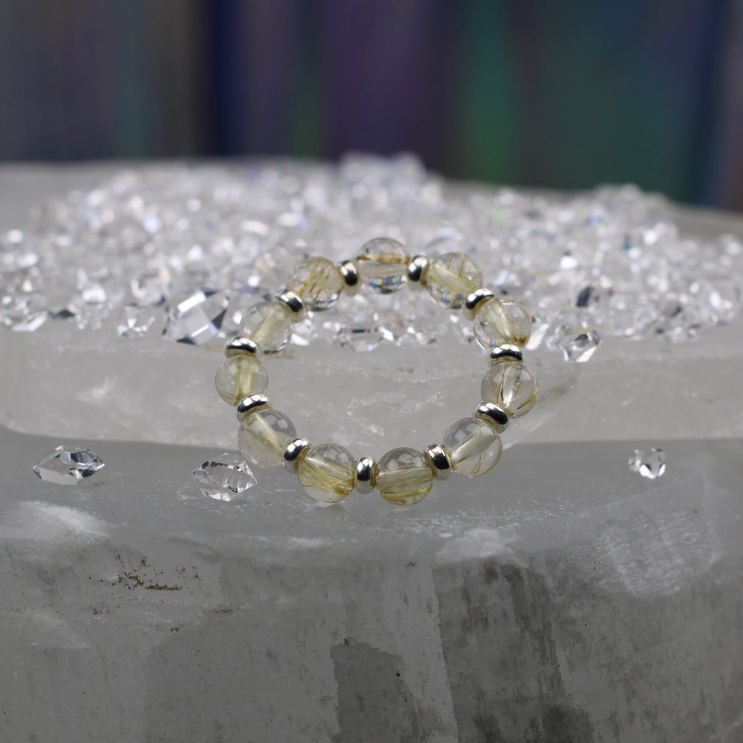 Golden Rutilated Quartz RING With Silver. Presented With A Tin, A Tag & A Herkimer Diamond