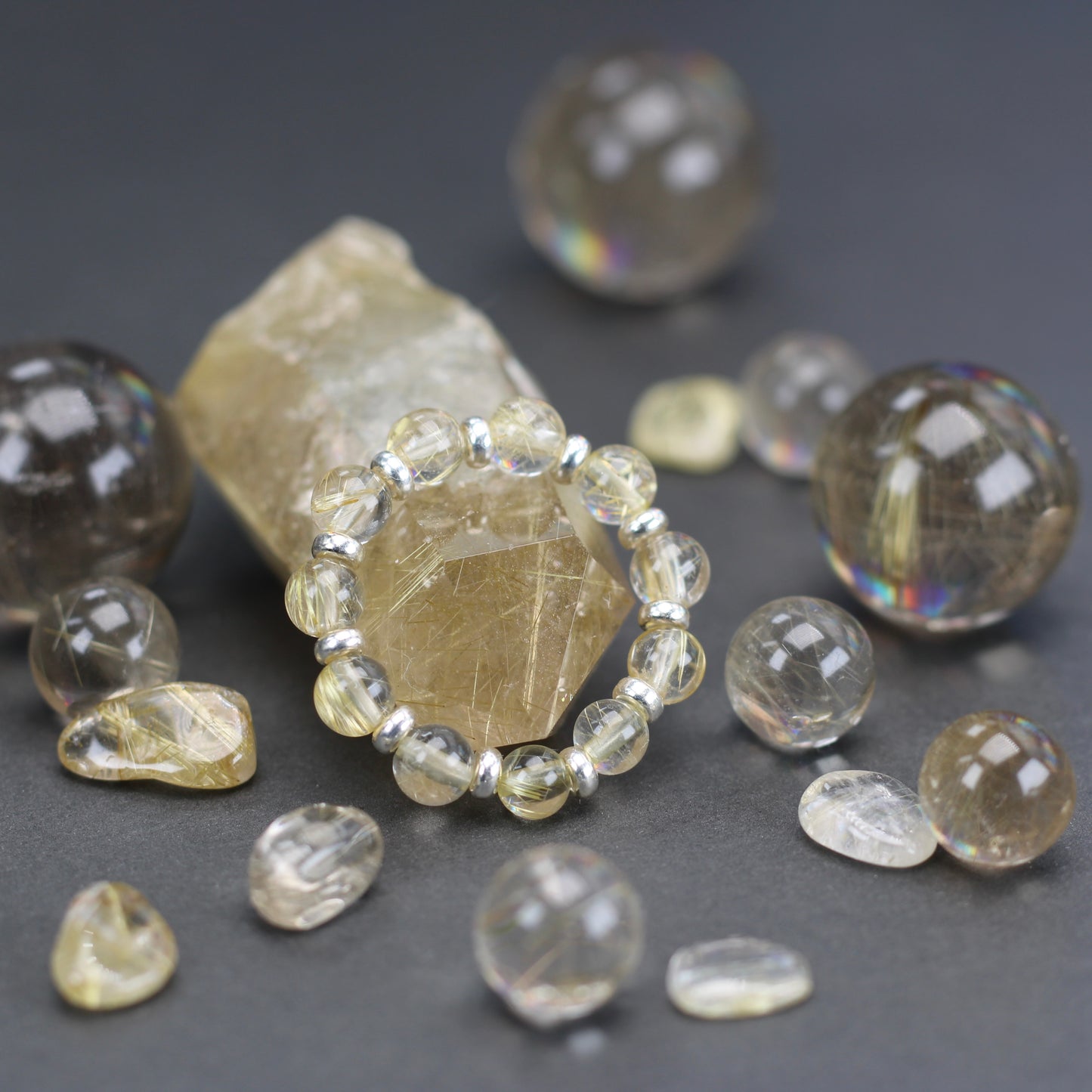Golden Rutilated Quartz RING With Silver. Presented With A Tin, A Tag & A Herkimer Diamond