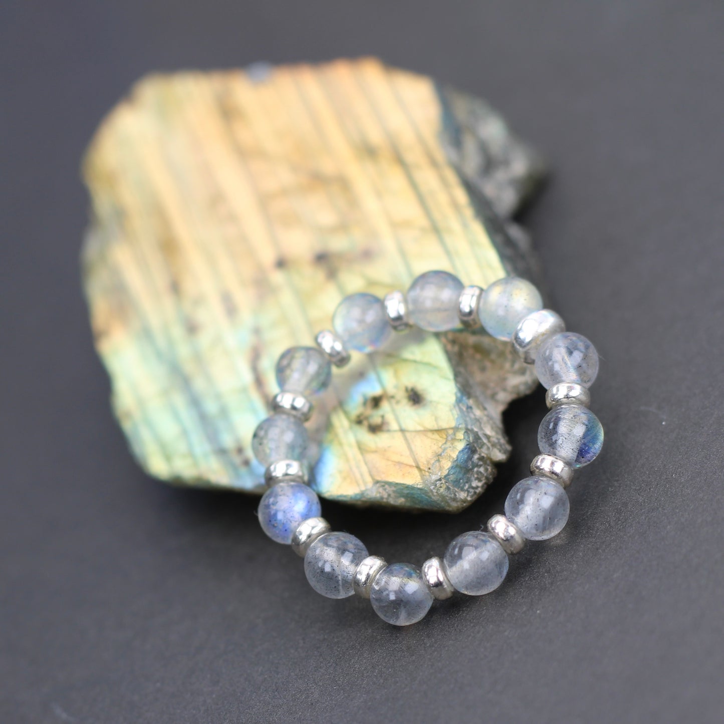 Labradorite RING With Silver. Presented With A Tin, A Tag & A Herkimer Diamond