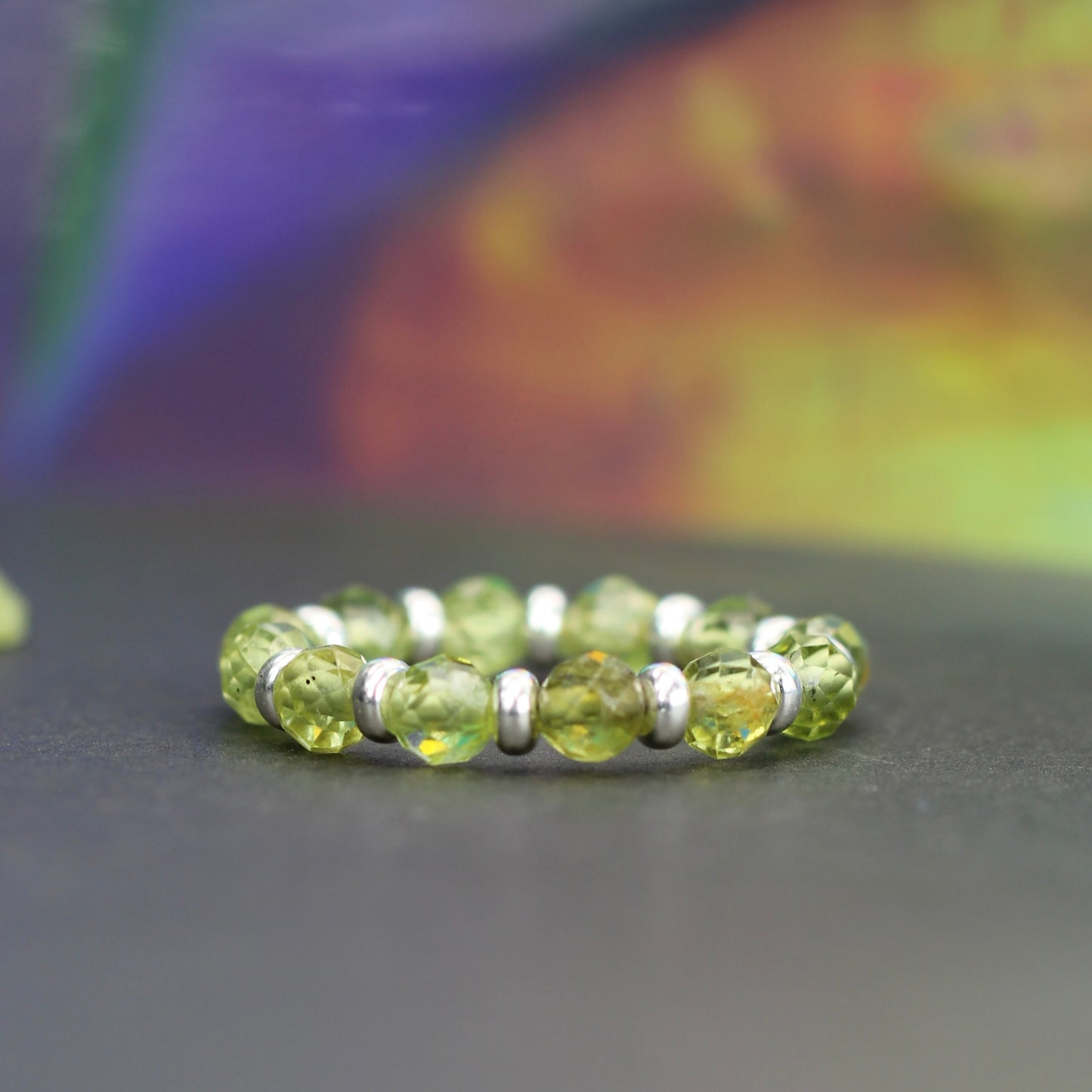 Peridot RING With Silver. Presented With A Tin, A Tag & A Herkimer Diamond