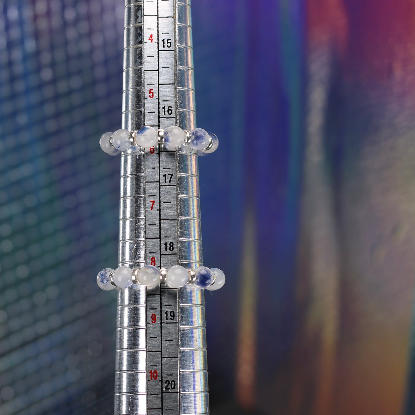 Dumortierite In Quartz RING With Silver. Presented With A Tin, A Tag & A Herkimer Diamond