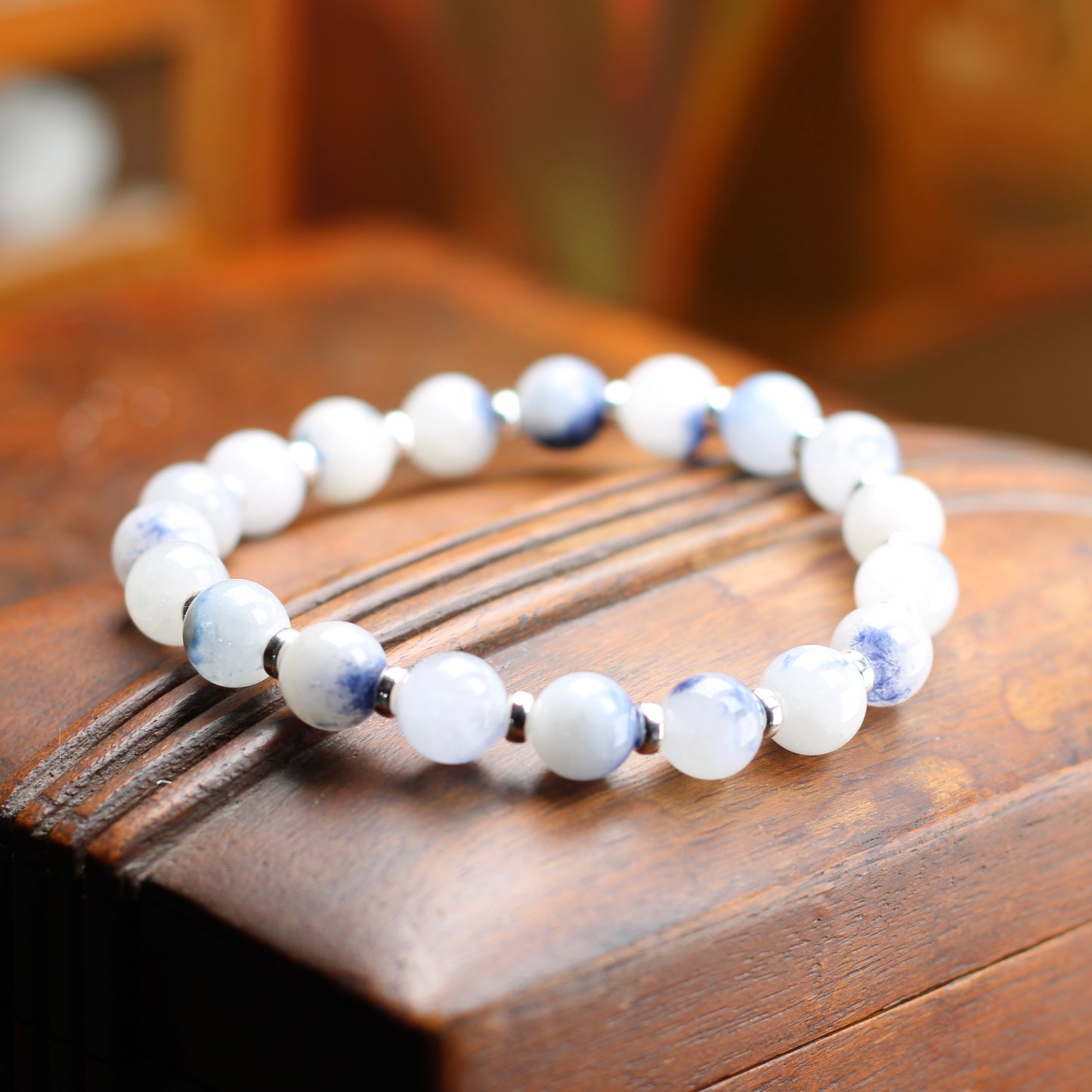 Dumortierite In Quartz Power Bracelet With Sterling Silver & Little Bottle Of Chips