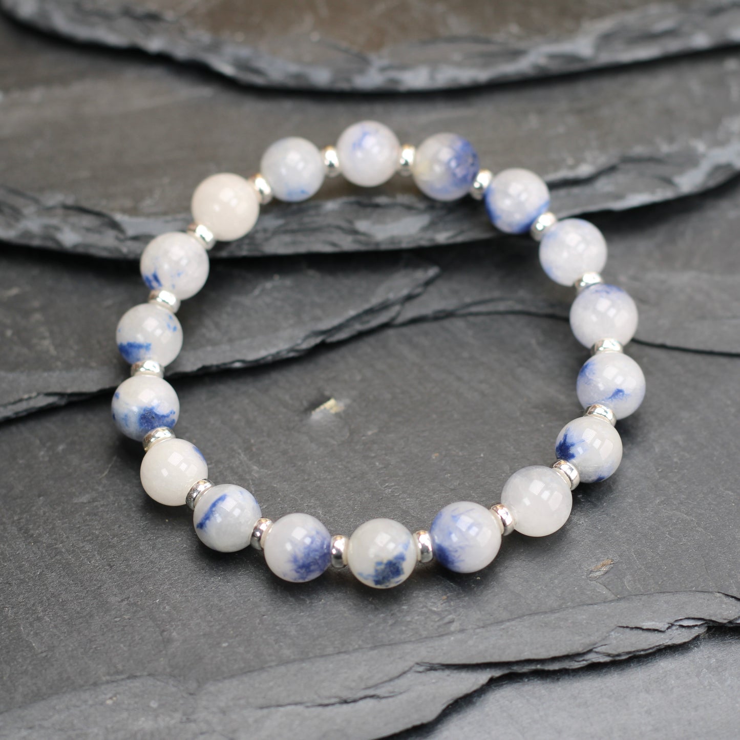 Dumortierite In Quartz Power Bracelet With Sterling Silver & Little Bottle Of Chips