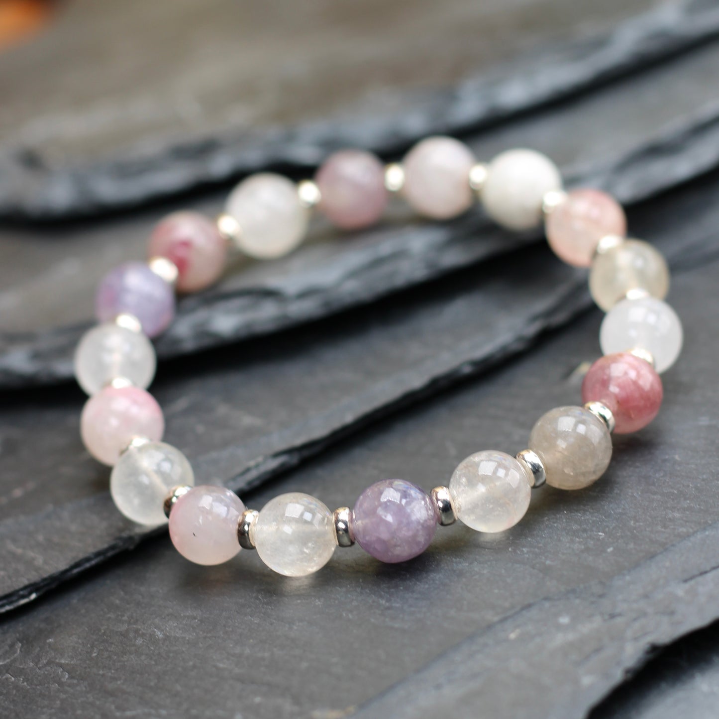 Tourmaline & Mica In Quartz Power Bracelet With Sterling Silver