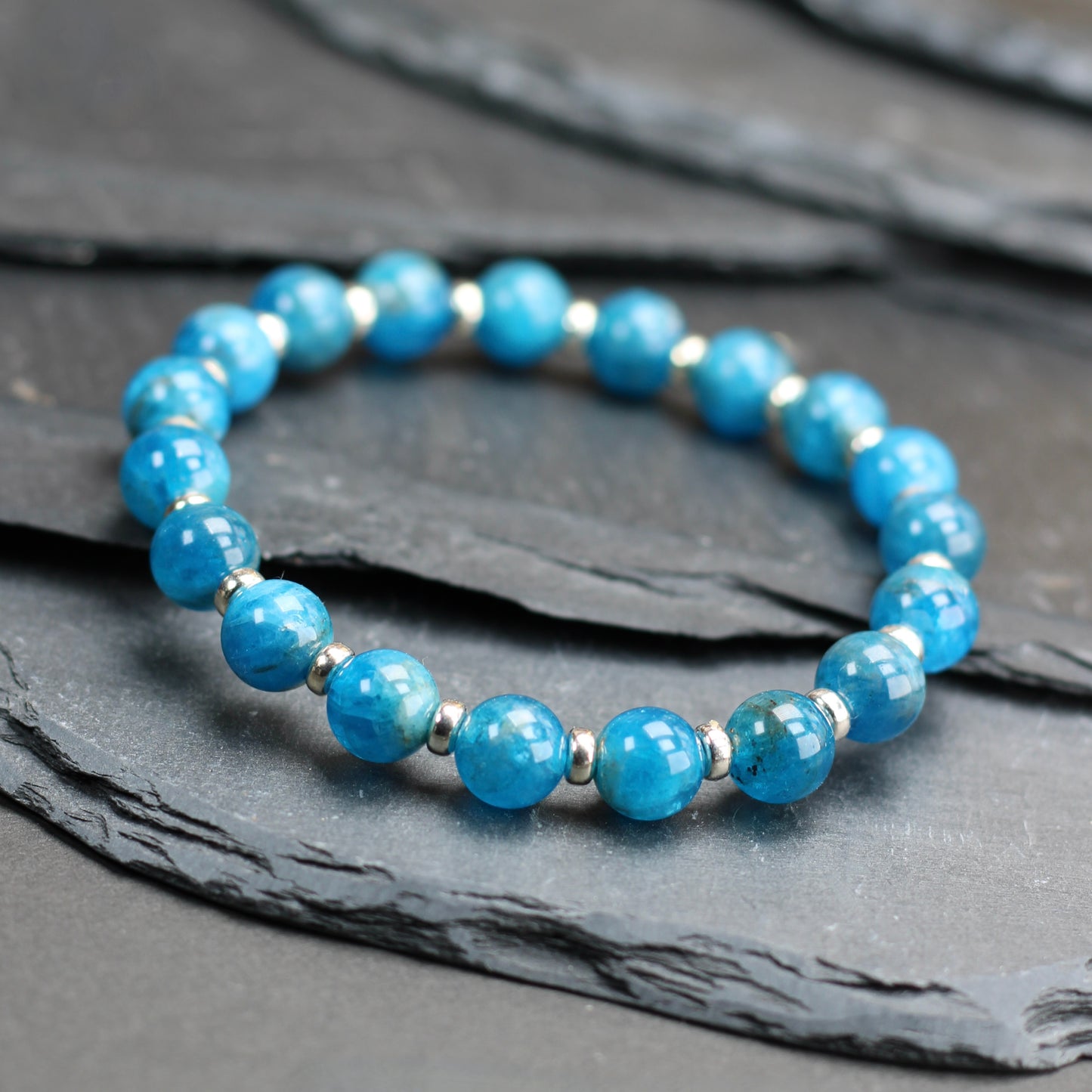 Apatite Power Bracelet With Sterling Silver & Golden Apatite Crystal