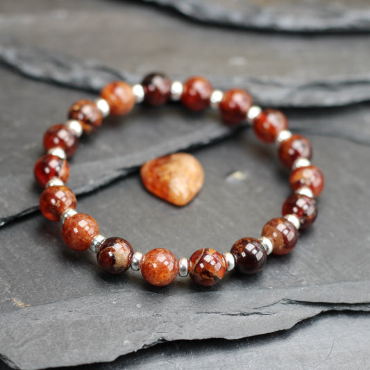Spessartine Garnet Power Bracelet With Sterling Silver & Spessartine Tumble