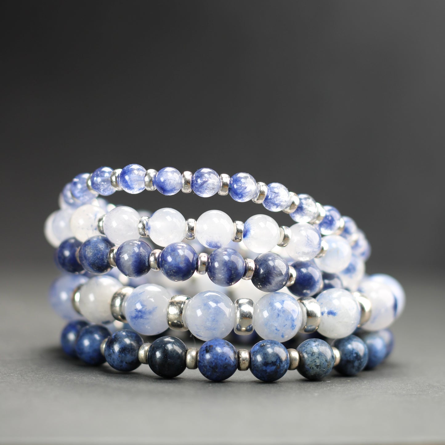 Dumortierite In Quartz Power Bracelet With Sterling Silver & Little Bottle Of Chips