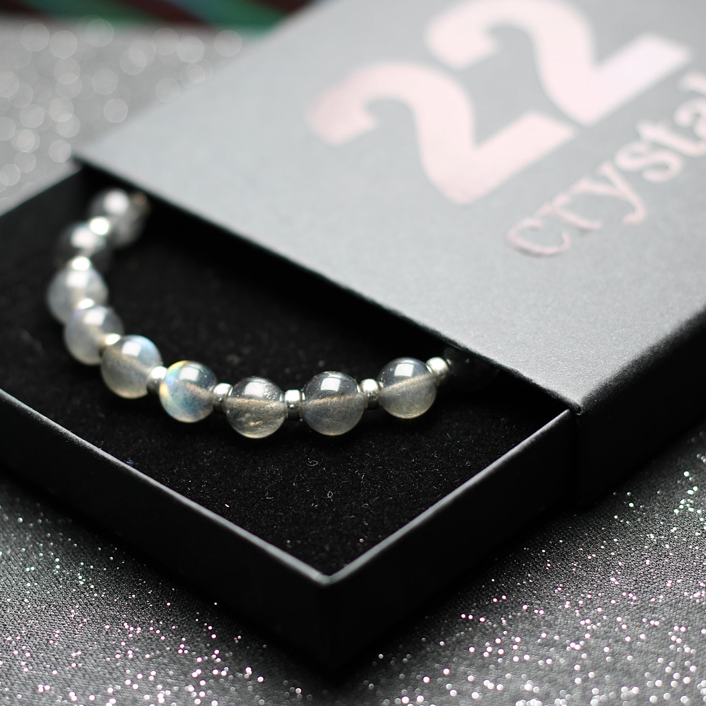 Labradorite Dark AA Power Bracelet With Sterling Silver & Labradorite Tumble Stone