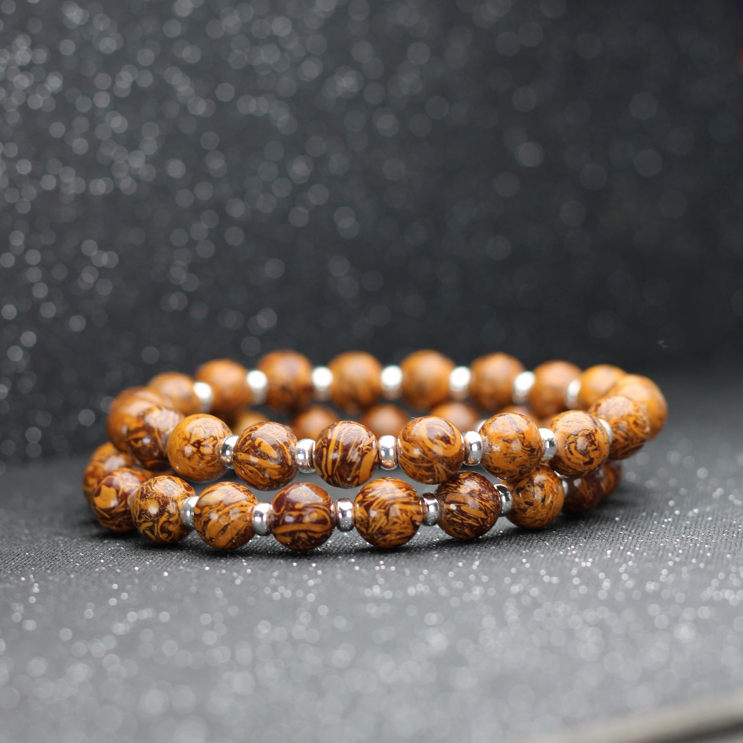 Calligraphy Stone Power Bracelet With Sterling Silver & Tumble Stone