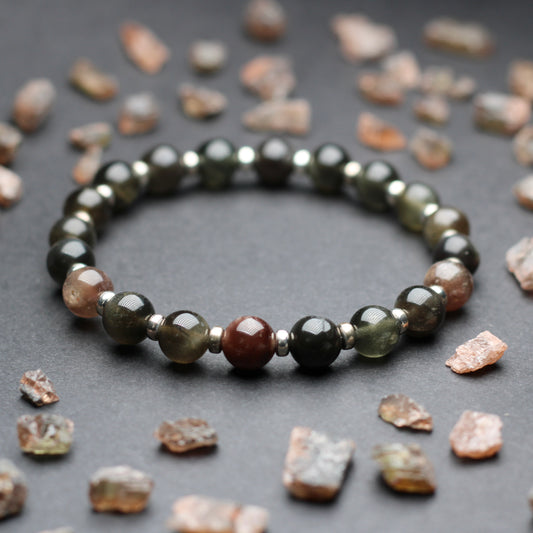 Sillimanite Power Bracelet With Sterling Silver & Andalusite Pieces