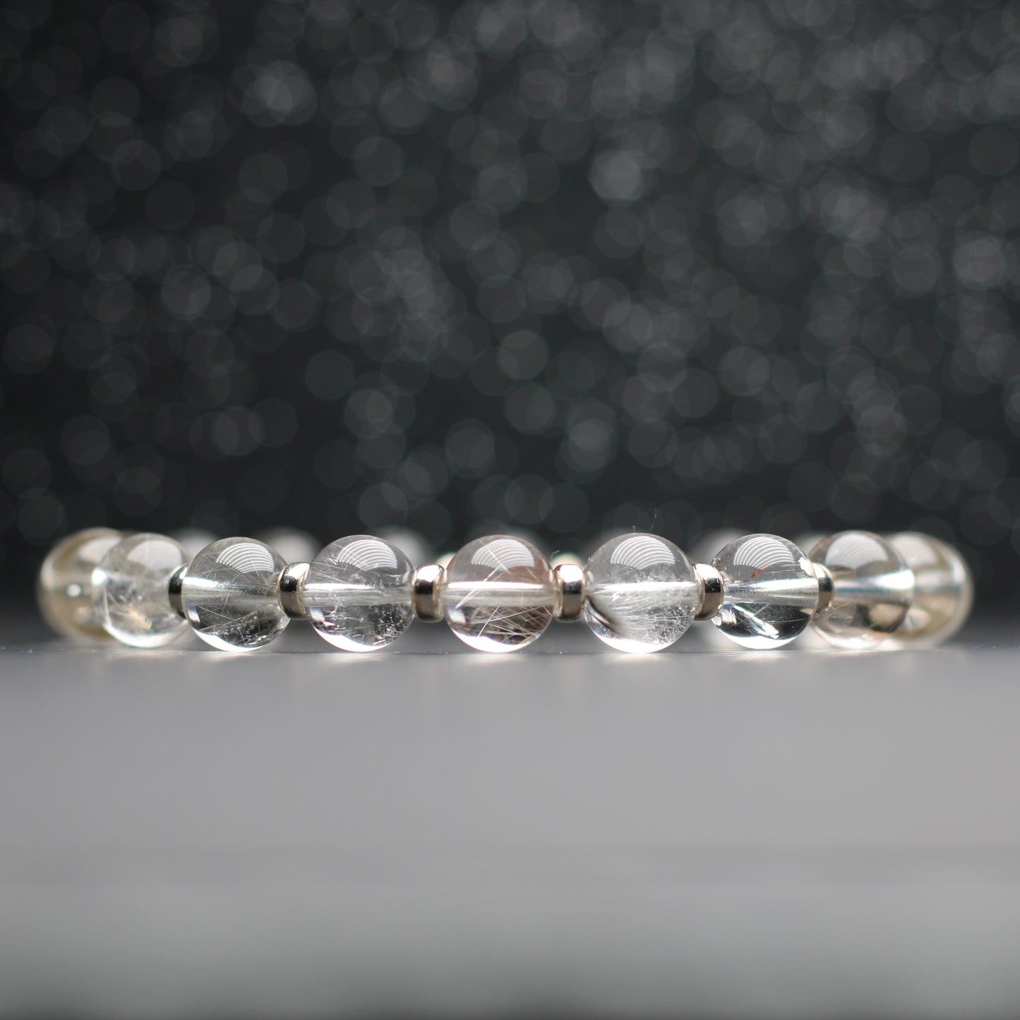 Brookite In Quartz Silver Rutile Power Bracelet With Sterling Silver & Brookite Crystal