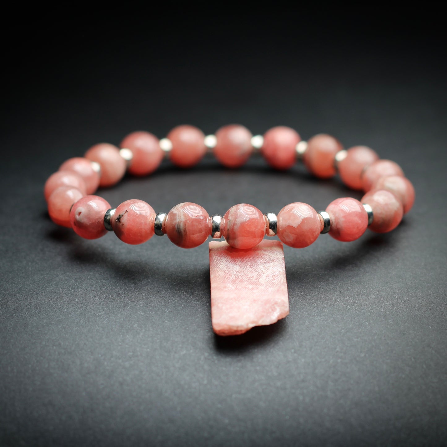 Rhodochrosite Power Bracelet With Sterling Silver & Mini Slab