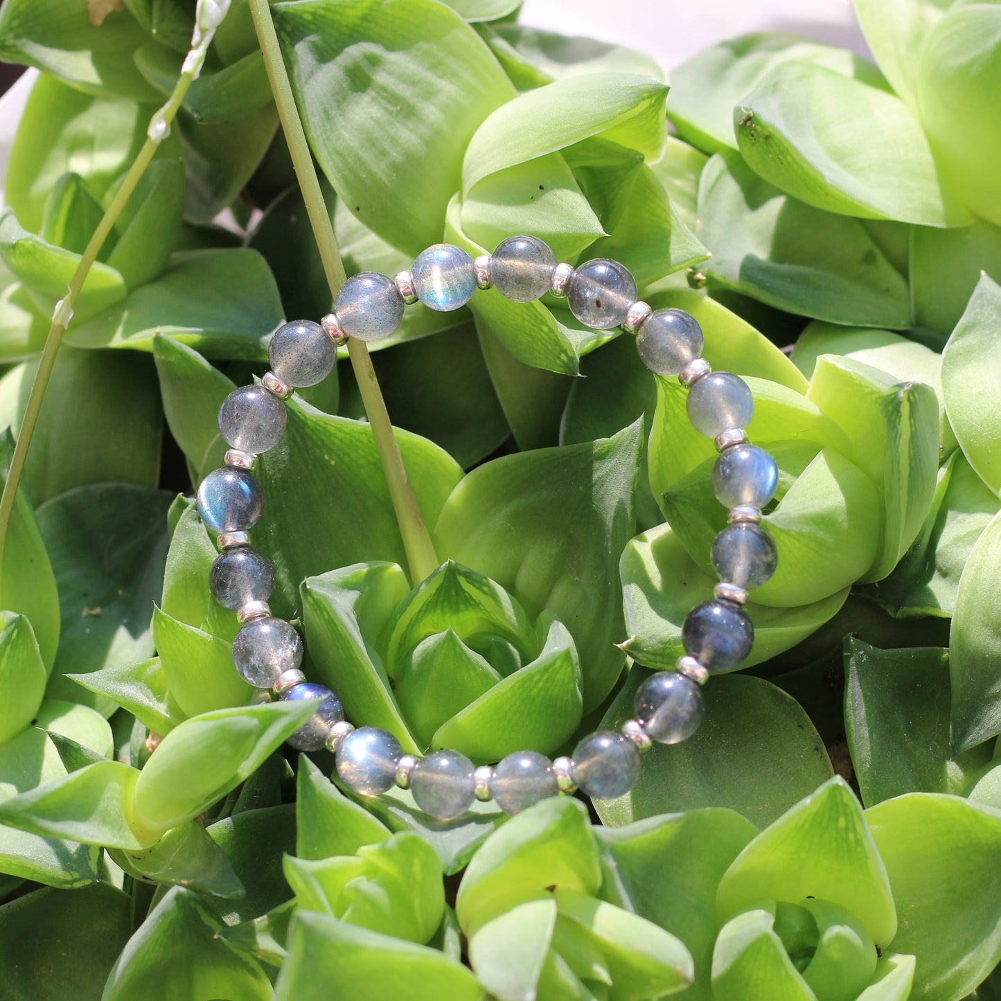 Labradorite Dark AA Power Bracelet With Sterling Silver & Labradorite Tumble Stone