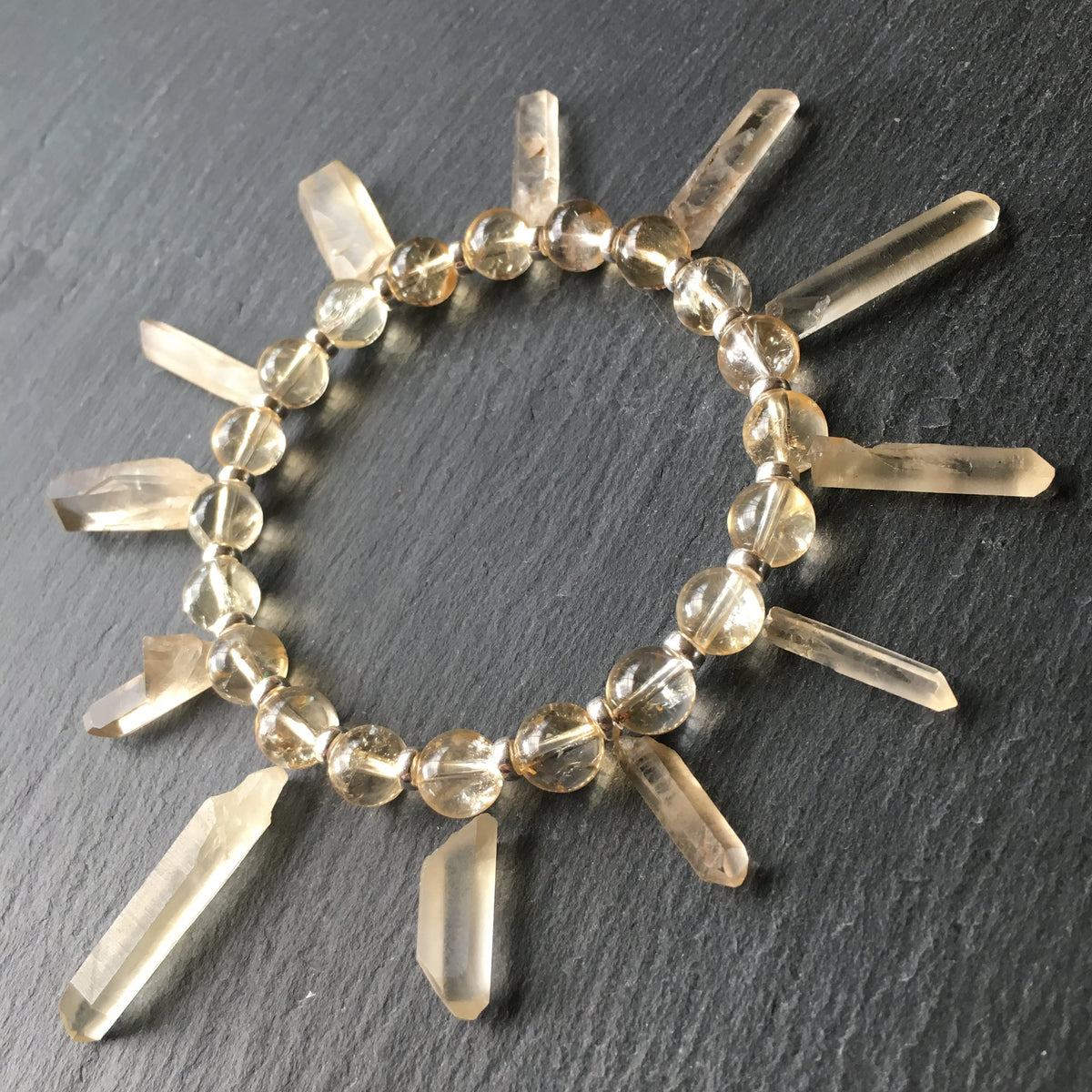 Citrine Power Bracelet With Sterling Silver & Tumble Stone