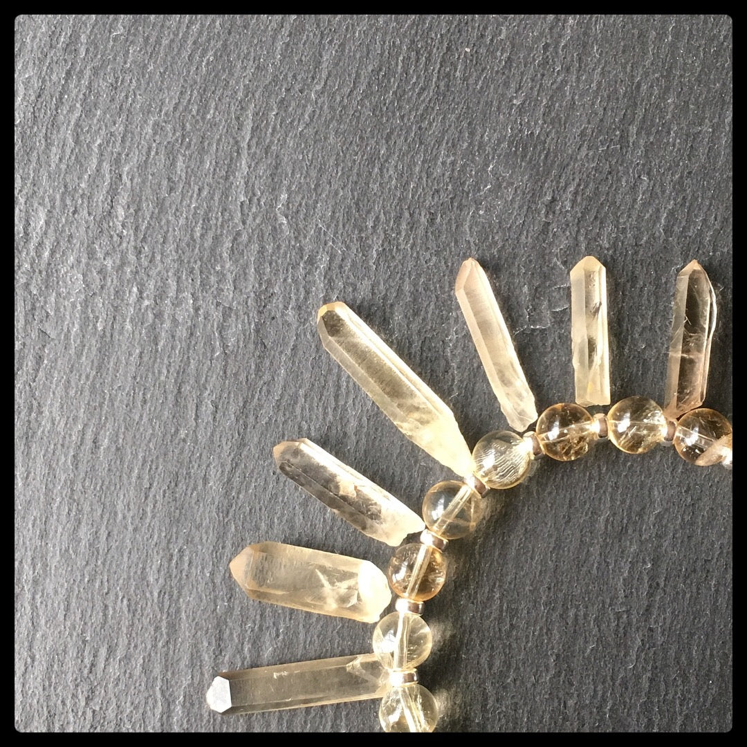 Citrine Power Bracelet With Sterling Silver & Tumble Stone