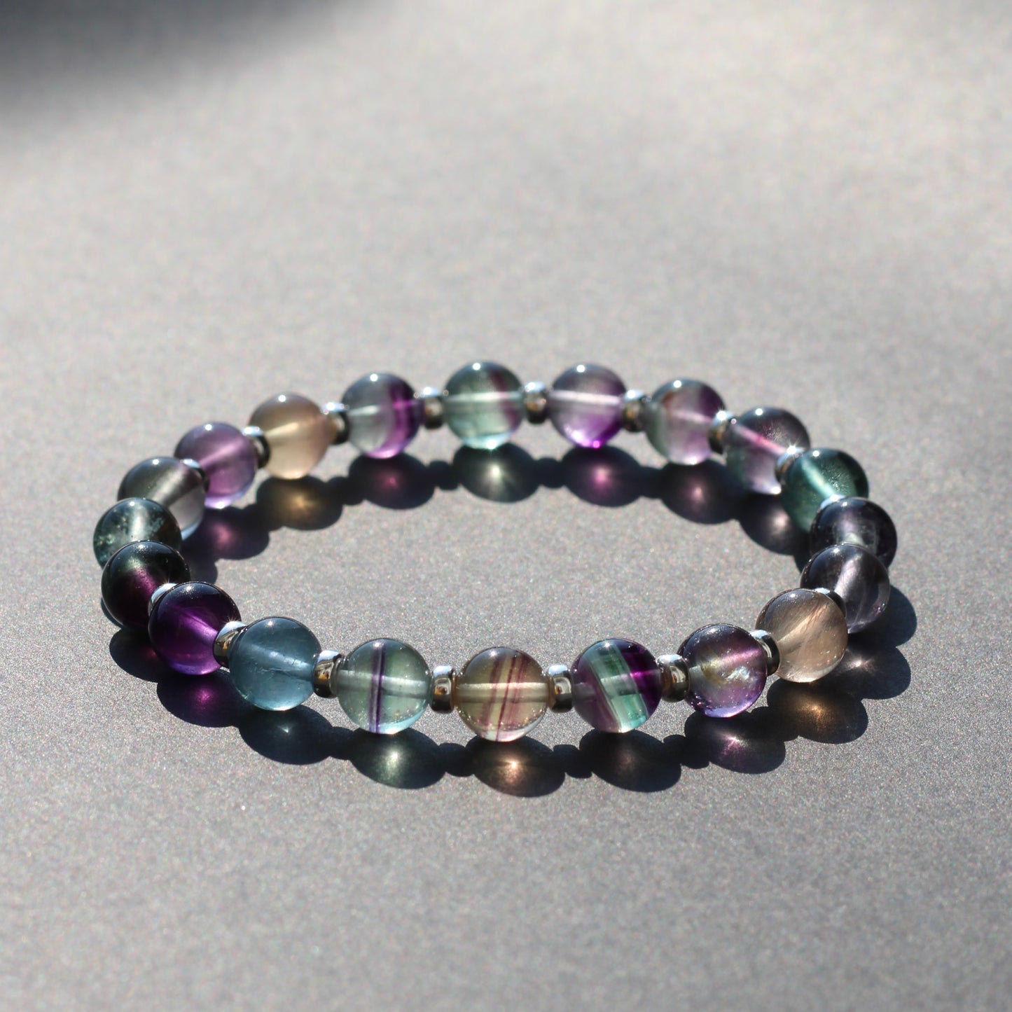 Rainbow Fluorite Power Bracelet With Sterling Silver