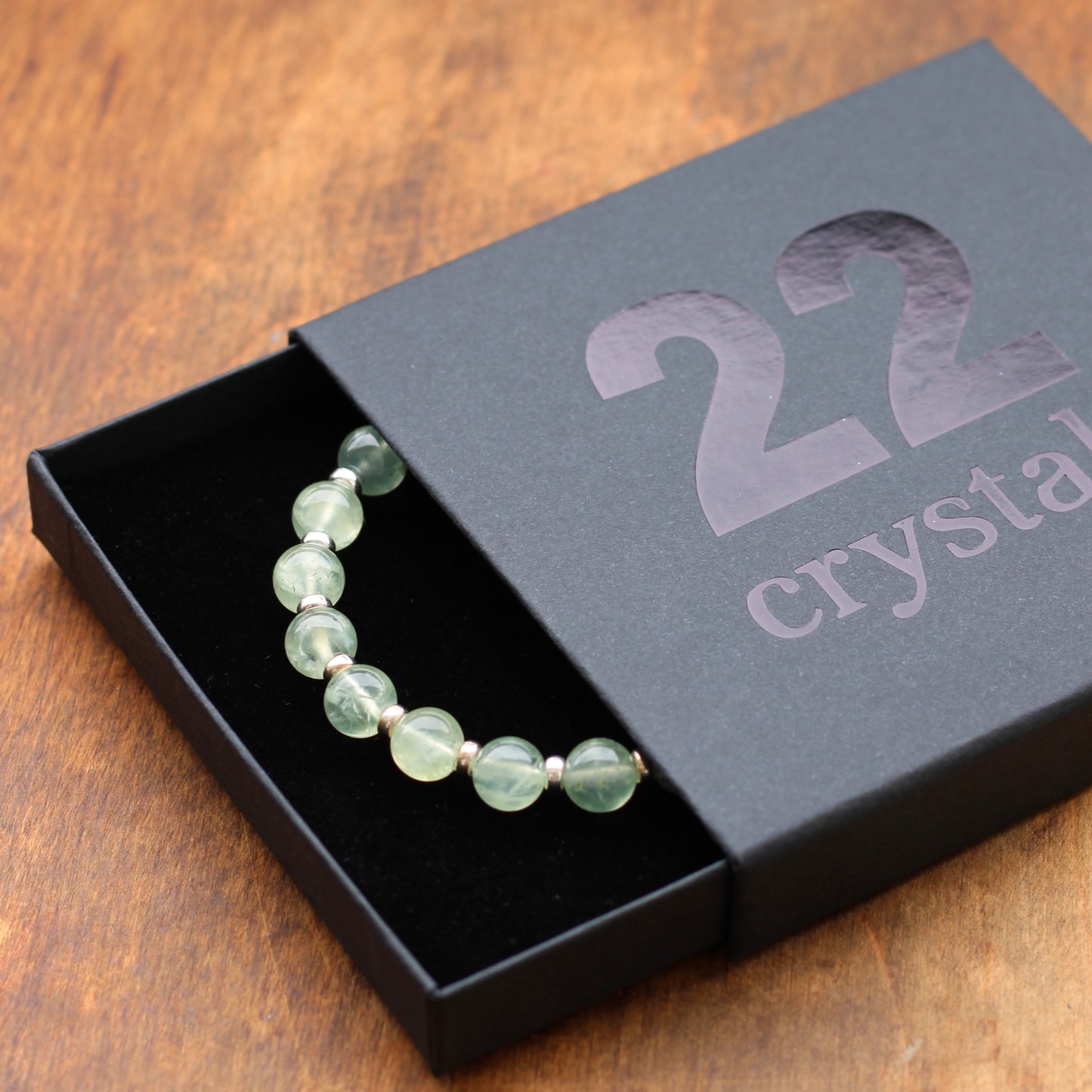 Prehnite With Epidote Power Bracelet With Sterling Silver & Prehnite Heart