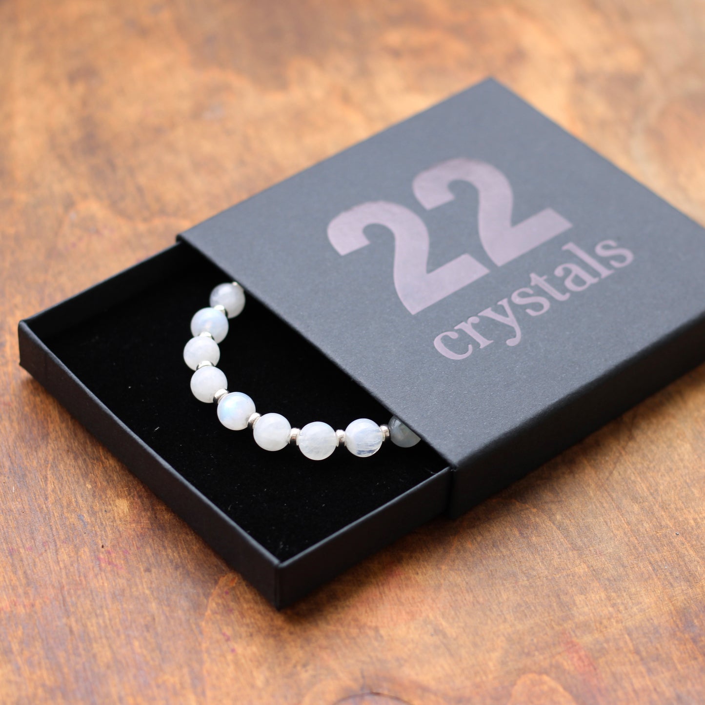 Rainbow Moonstone Power Bracelet With Sterling Silver & Tumble Stone