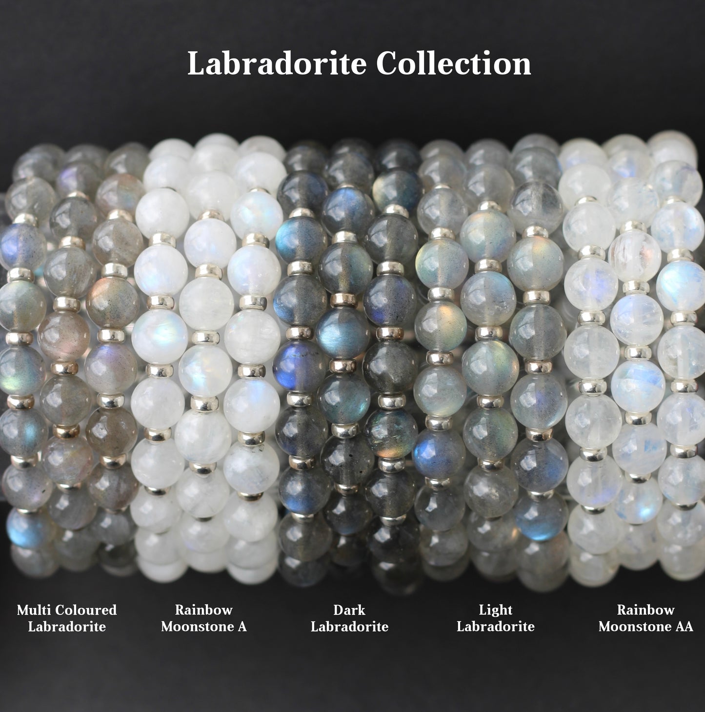 Labradorite Dark AA Power Bracelet With Sterling Silver & Labradorite Tumble Stone