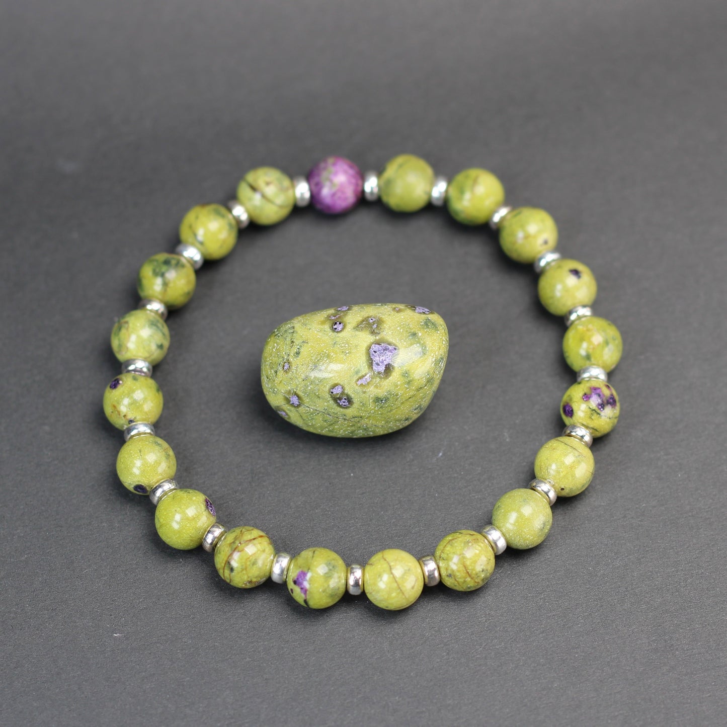 Atlantisite AA Power Bracelet With Sterling Silver & Atlantisite Tumble