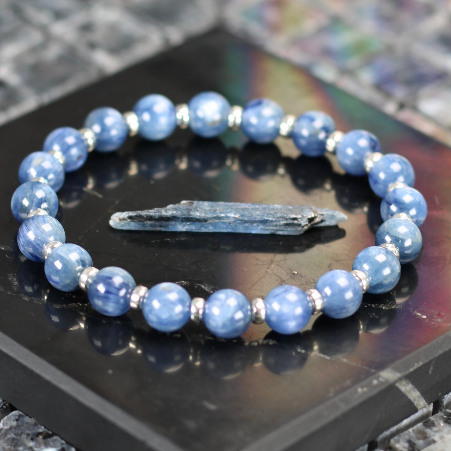 Kyanite Power Bracelet With Sterling Silver & Kyanite Blade.