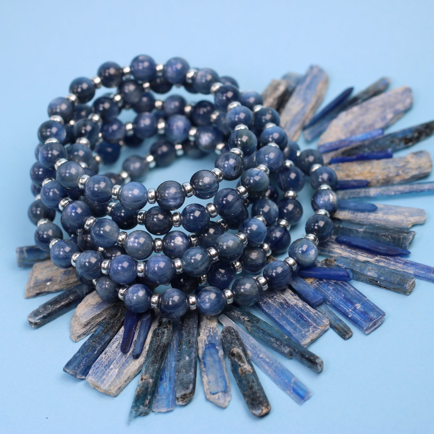 Kyanite Power Bracelet With Sterling Silver & Kyanite Blade.