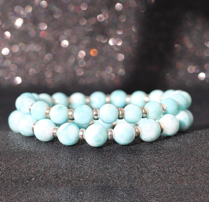 Larimar Power Bracelet With Sterling Silver & Tumble