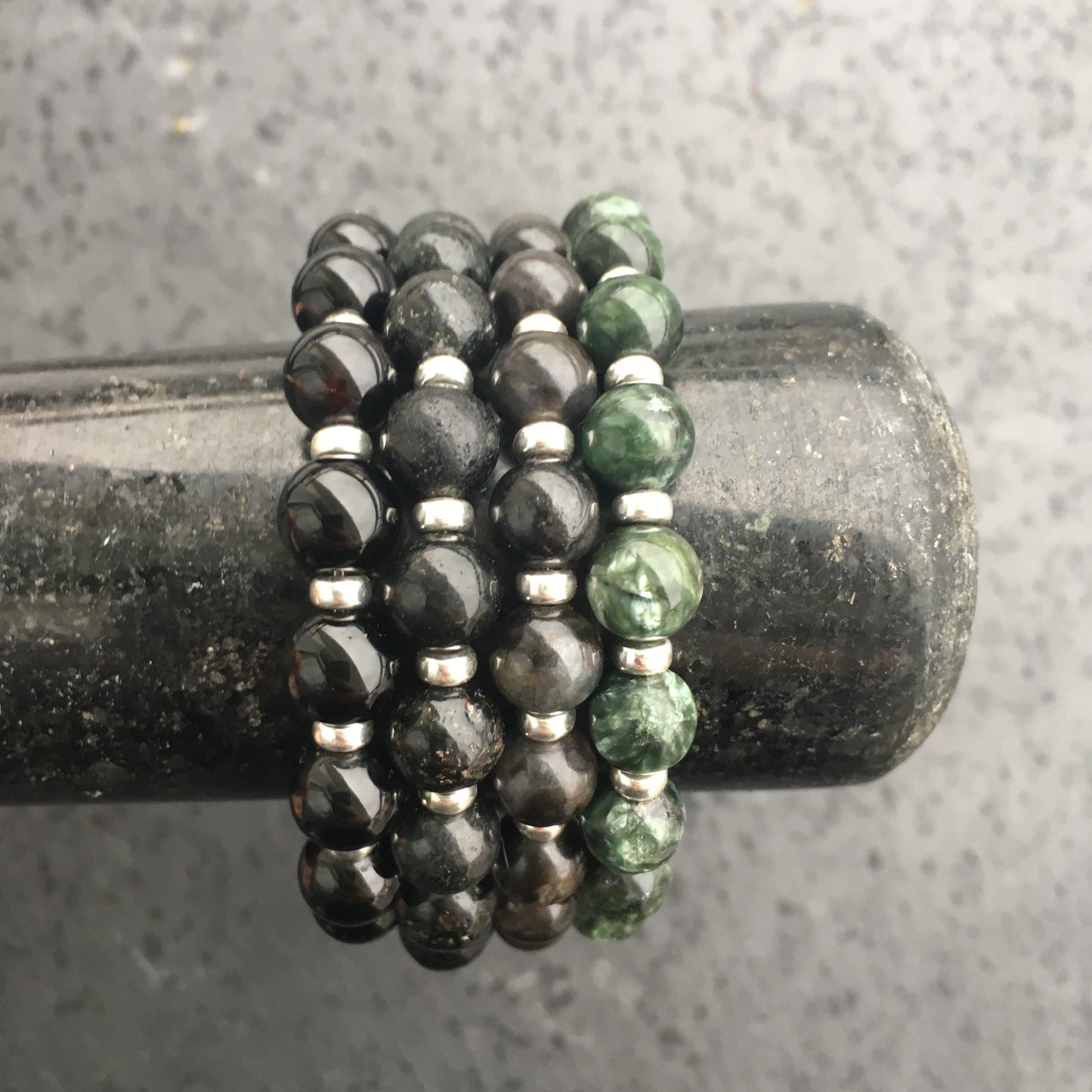 Seraphinite Power Bracelet With Sterling Silver & Tumble Stone